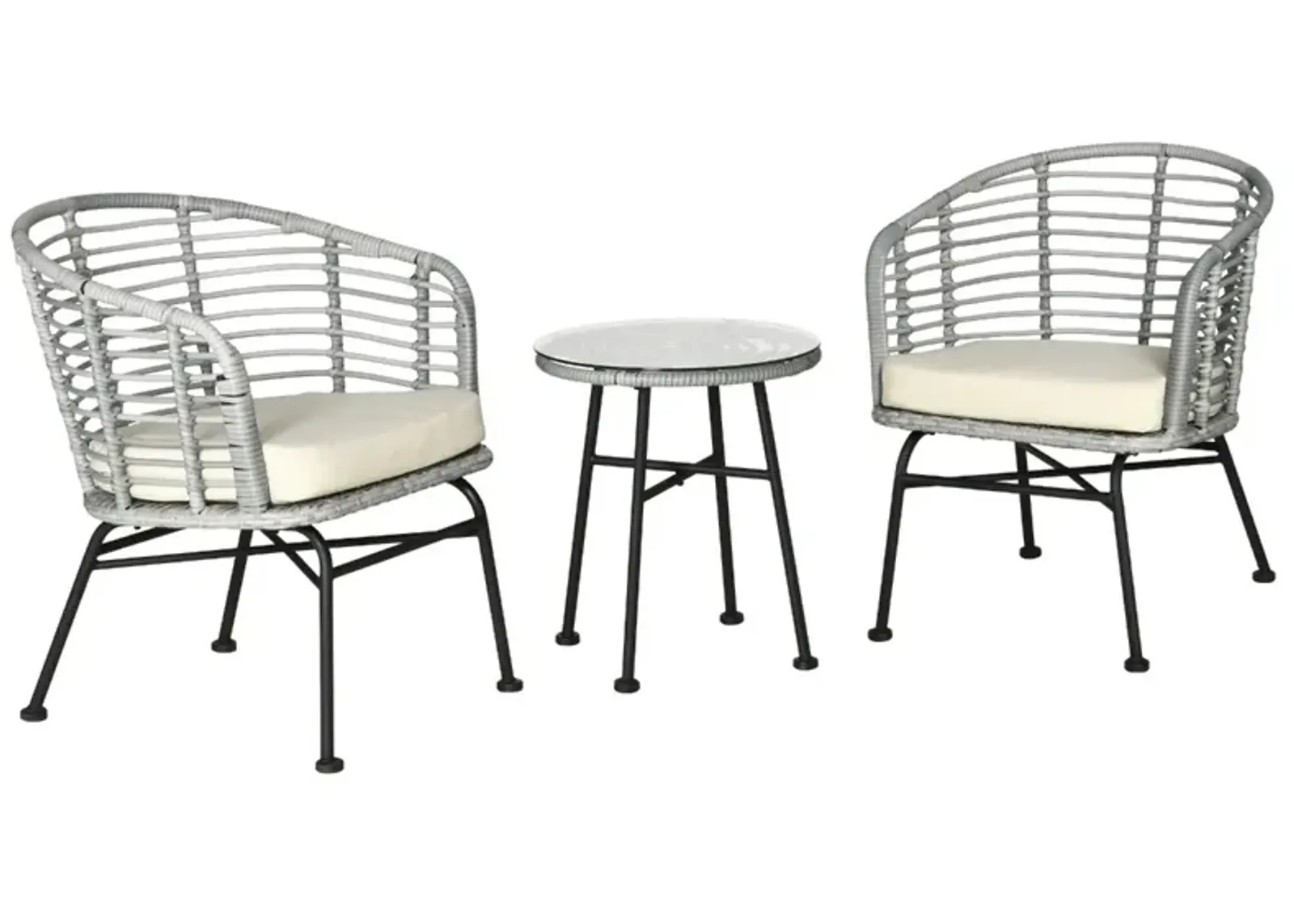 Green Outdoor Chat Set: 3-Piece PE Rattan Bistro Furniture