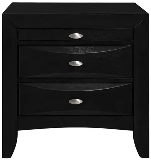 Hivvago Black Nightstand With 2 Chambered Drawer