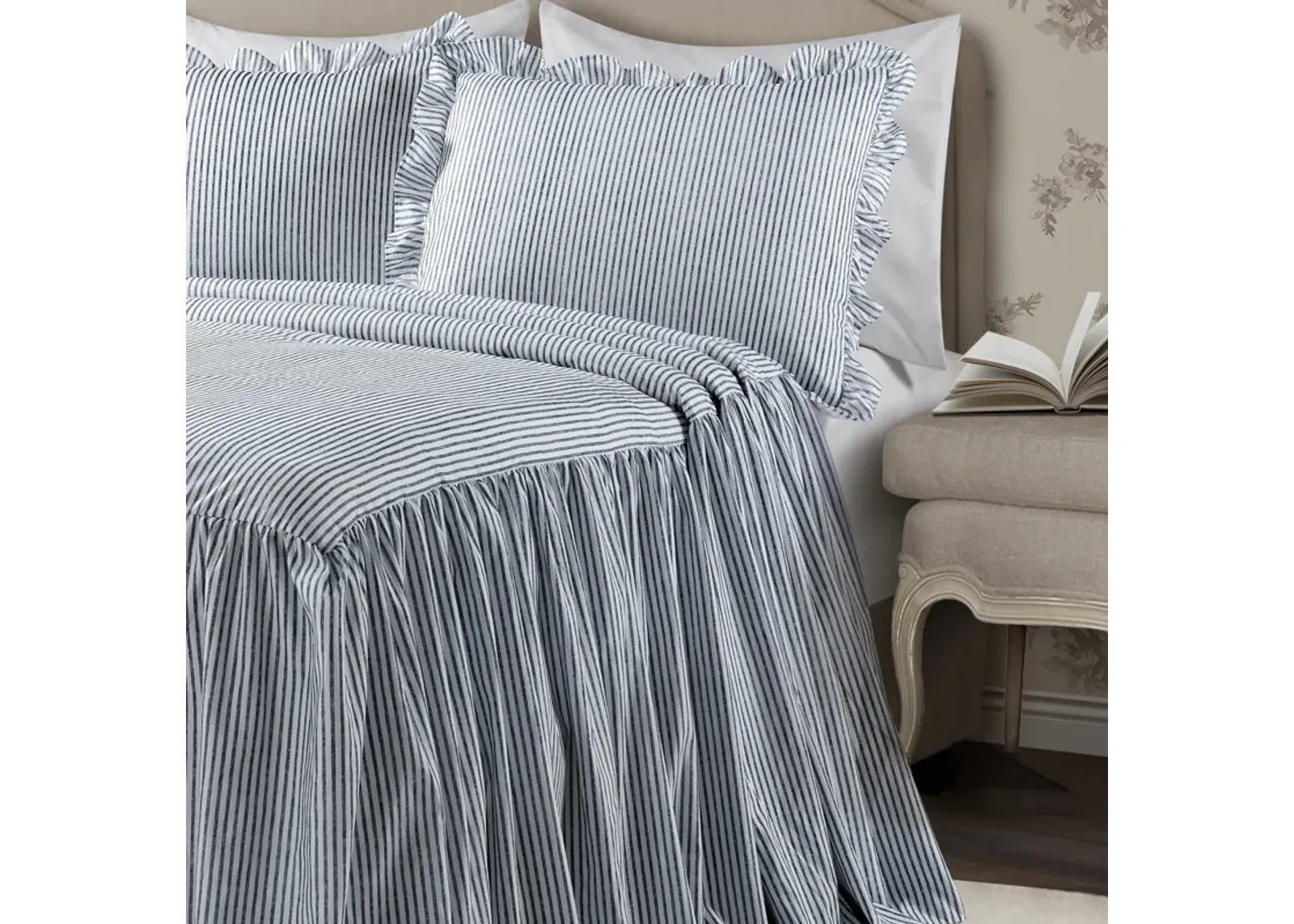 Ticking Stripe Bedspread 3Pc Set