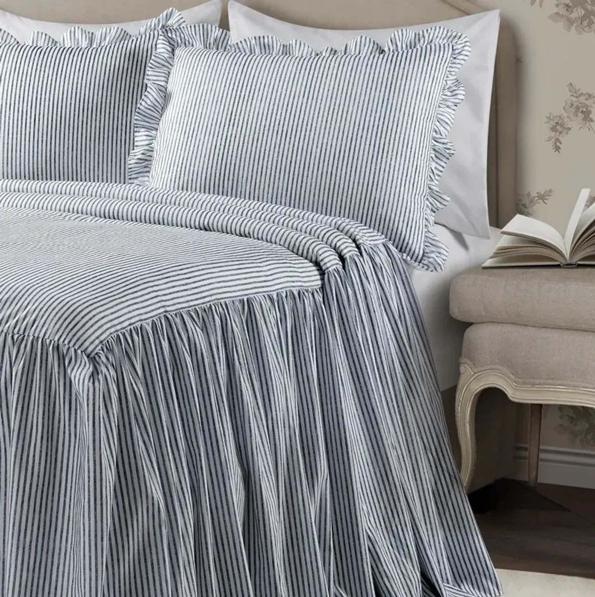 Ticking Stripe Bedspread 3Pc Set