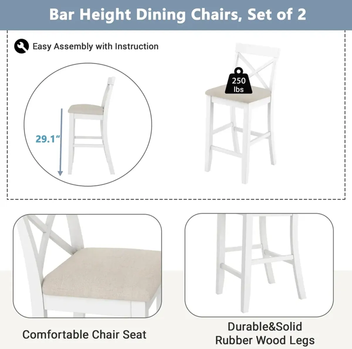 Merax Rectangular Wood Bar Height Dining Set