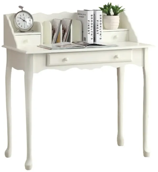 Computer Desk, Home Office, Laptop, Storage Drawers, 36"L, Work, Wood, White, Traditional