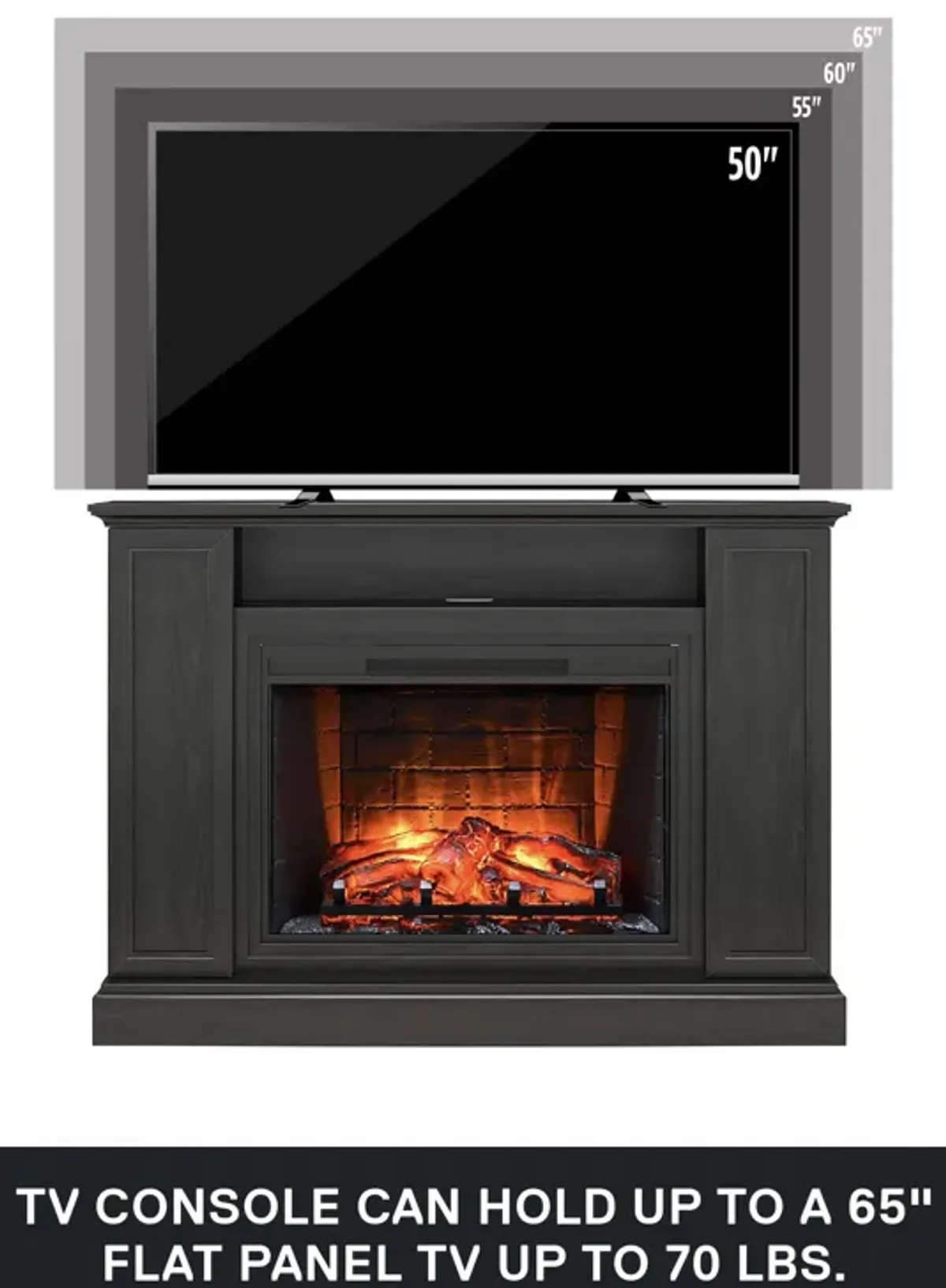 Ameriwood Home Pendleton Multi-Colored Electric Fireplace Mantel TV Stand with Storage for TVs up to 65"