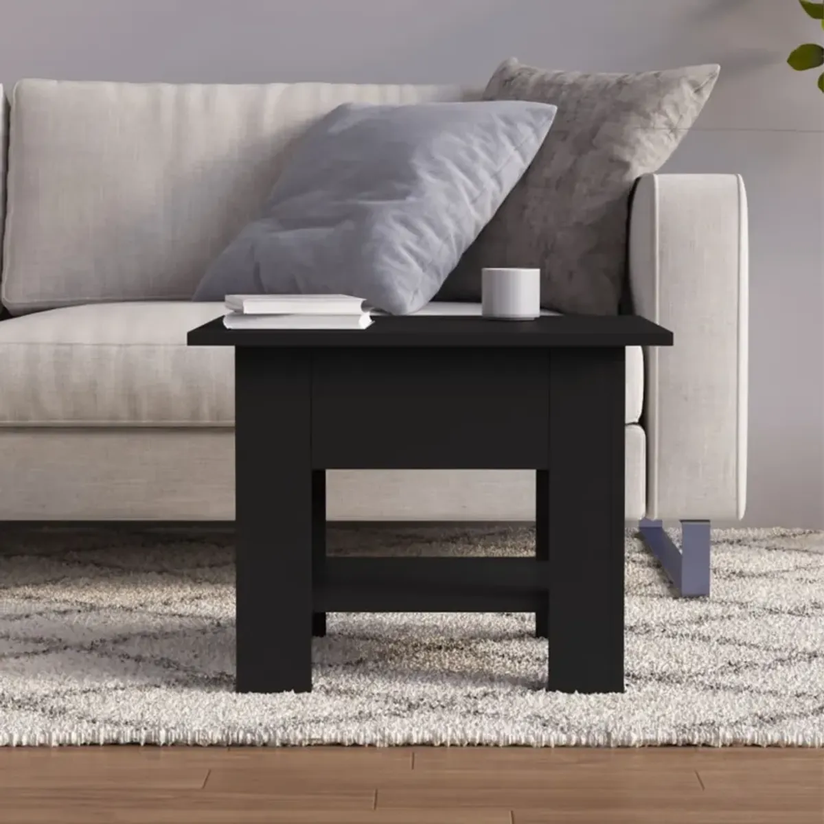 vidaXL Coffee Table Black 21.7"x21.7"x21.7" Chipboard