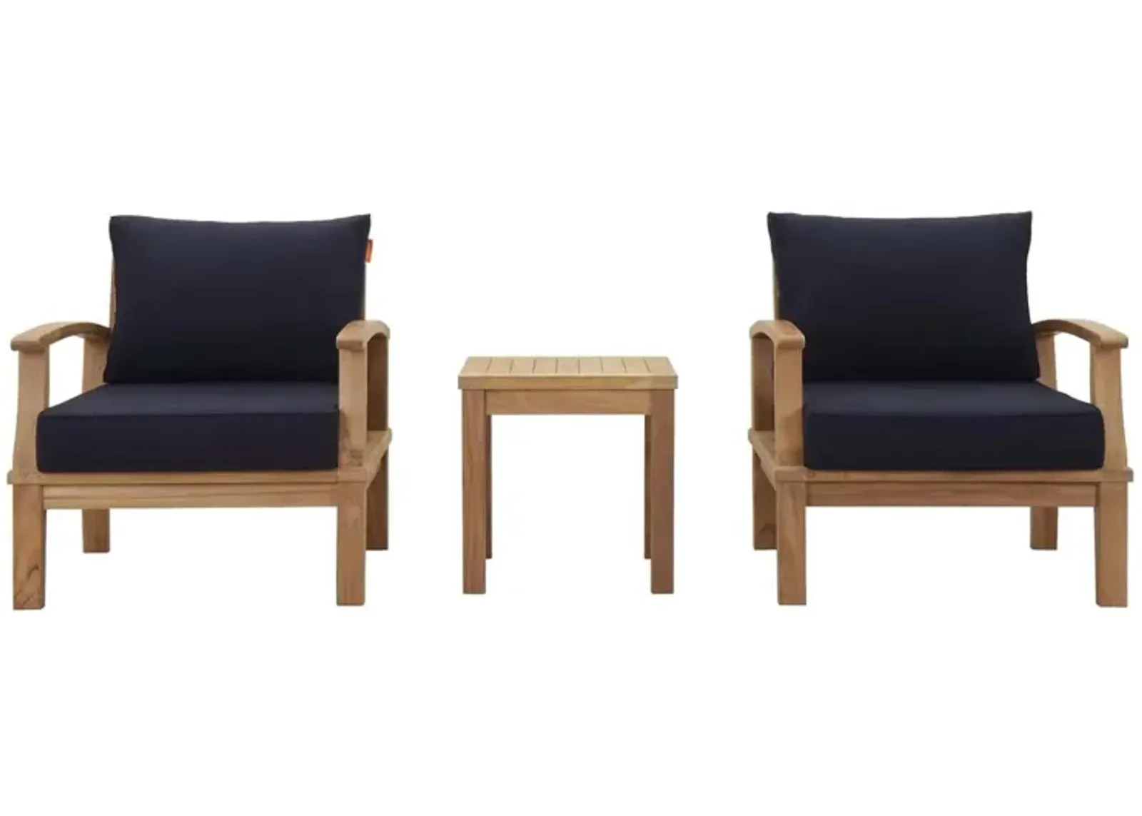 Marina 3 Piece Outdoor Patio Teak Set - Natural Navy