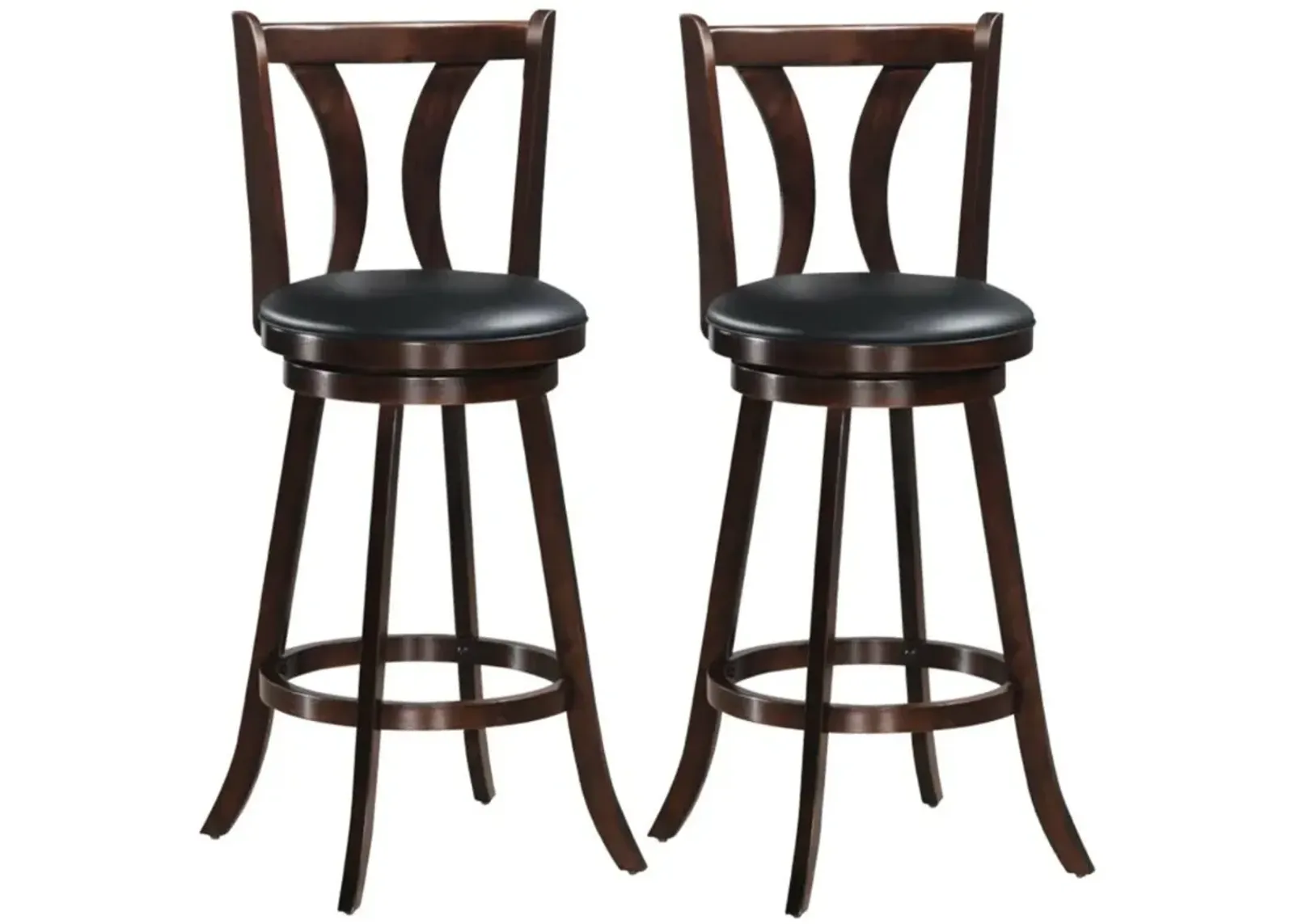 Hivvago 24/29.5 Inch Set of 2 Swivel Bar Stools Bar Height Chairs with Rubber Wood Legs