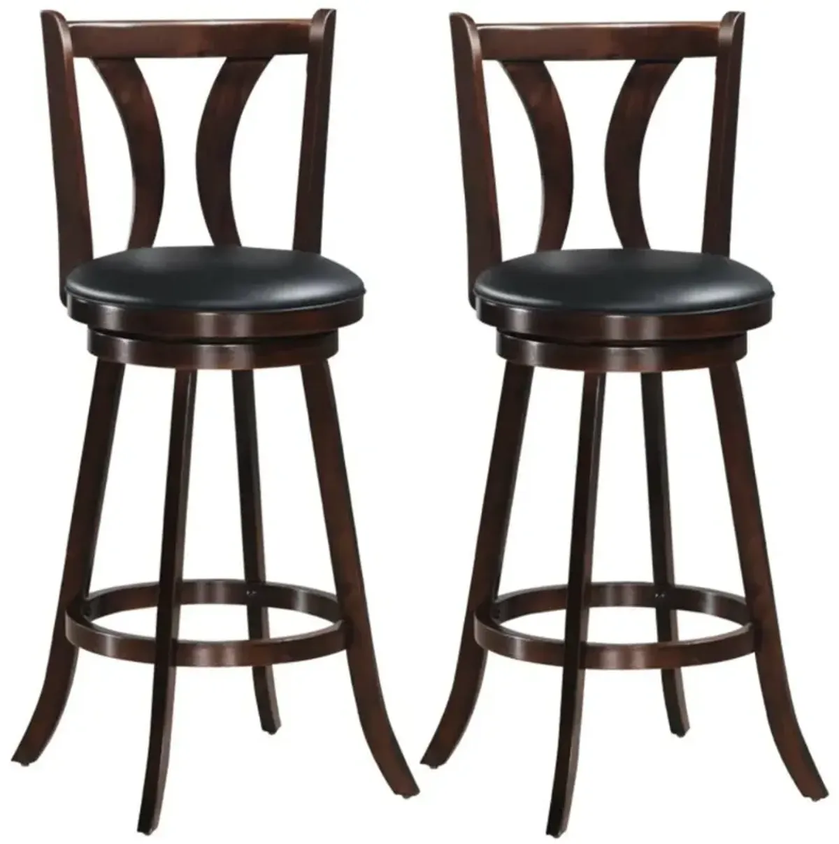 Hivvago 24/29.5 Inch Set of 2 Swivel Bar Stools Bar Height Chairs with Rubber Wood Legs