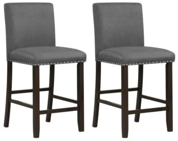 Set of 2 Linen Fabric Bar Stools with Back for Kitchen Island