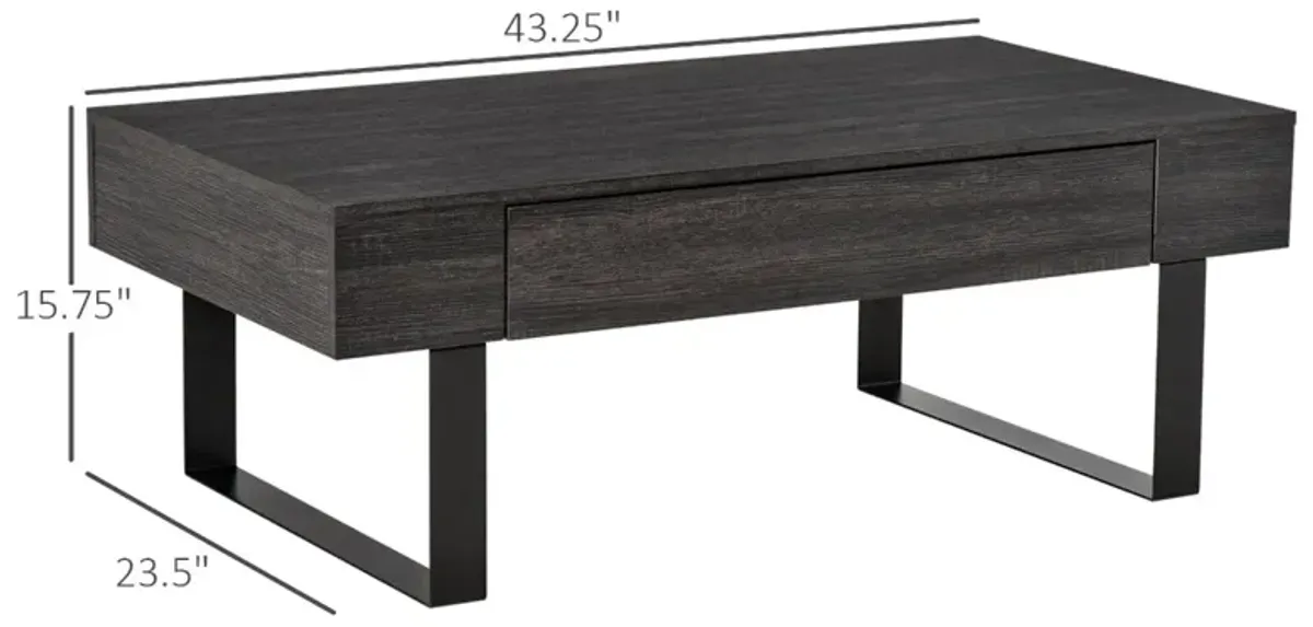 Dark Grey Living Room Table: Mid-century Coffee Table with Drawer