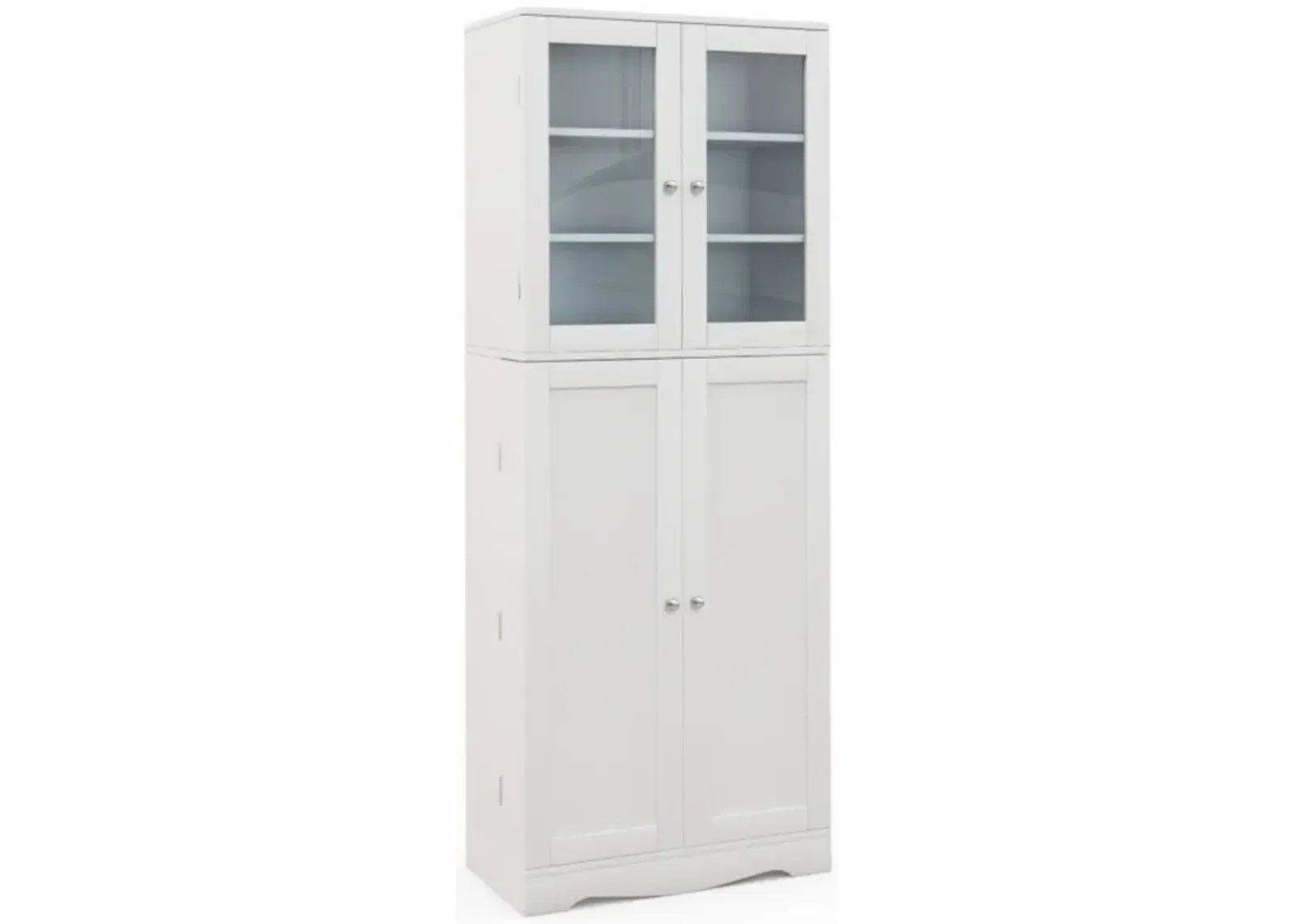 Hivvago Tall Kitchen Pantry Cabinet with Dual Tempered Glass Doors and Shelves