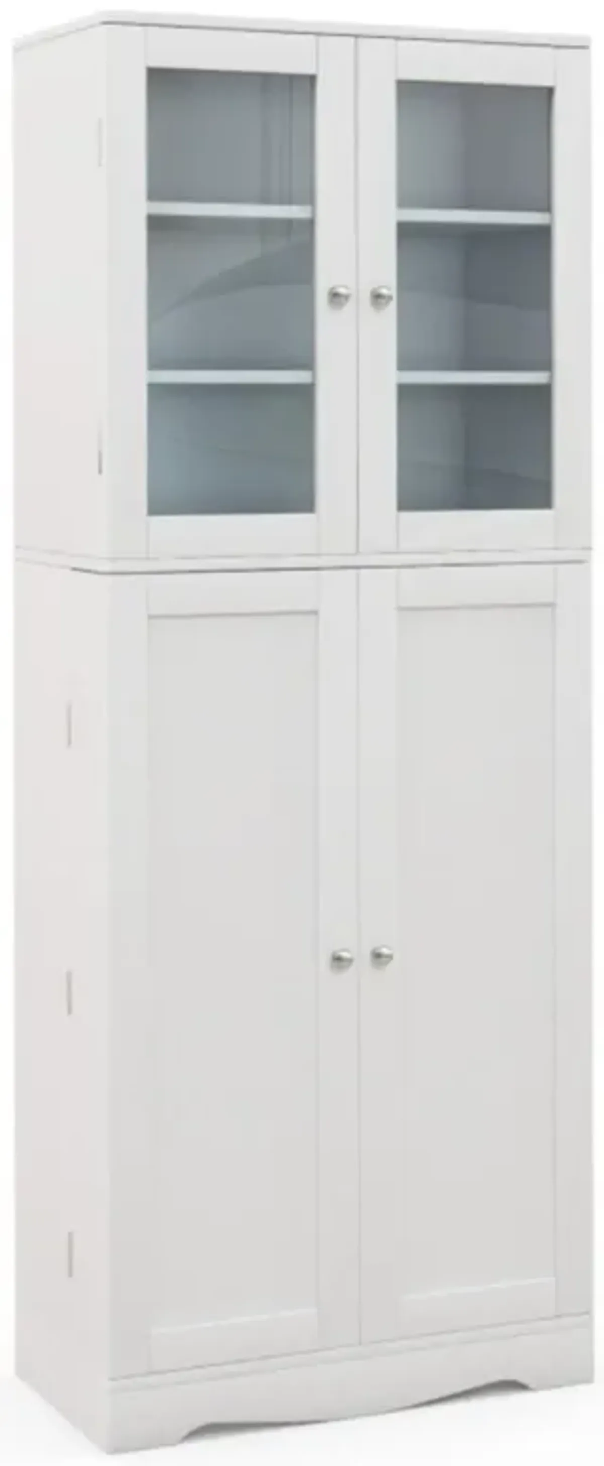 Hivvago Tall Kitchen Pantry Cabinet with Dual Tempered Glass Doors and Shelves