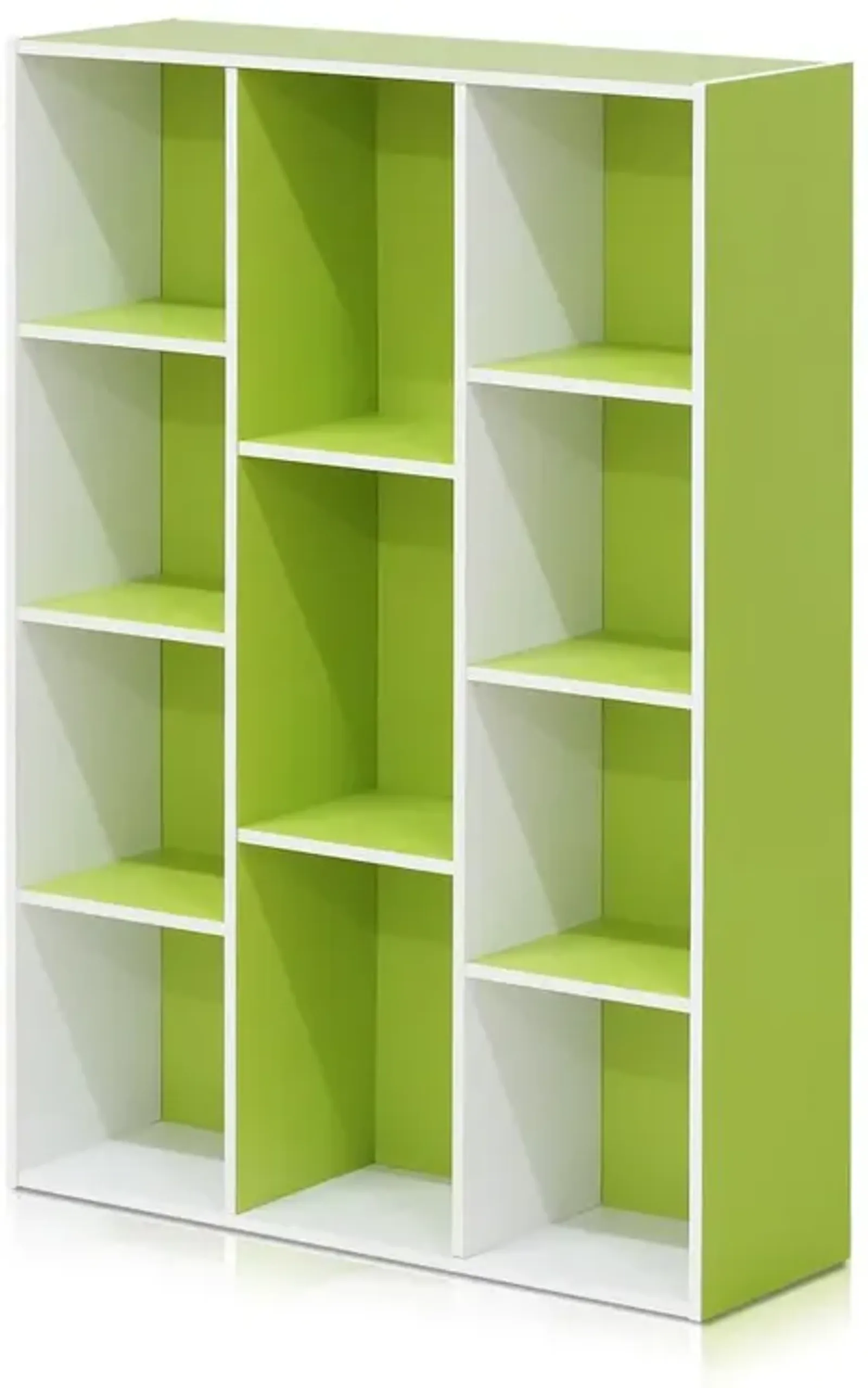 Furinno Luder 11-Cube Reversible Open Shelf Bookcase, White/Green