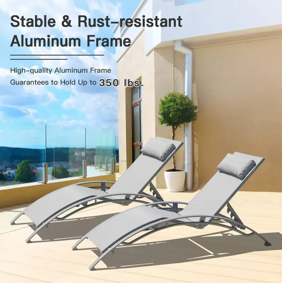 Streamdale 2 Outdoor Chaise Lounge Chairs with Adjustable Backrest