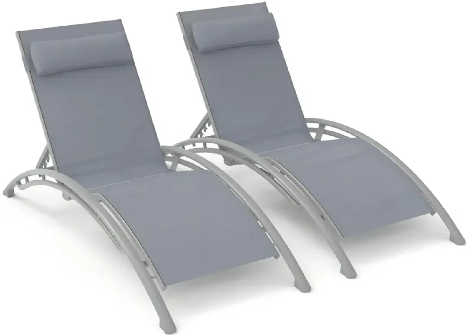 2 Outdoor Chaise Lounge Chairs with Adjustable Backrest