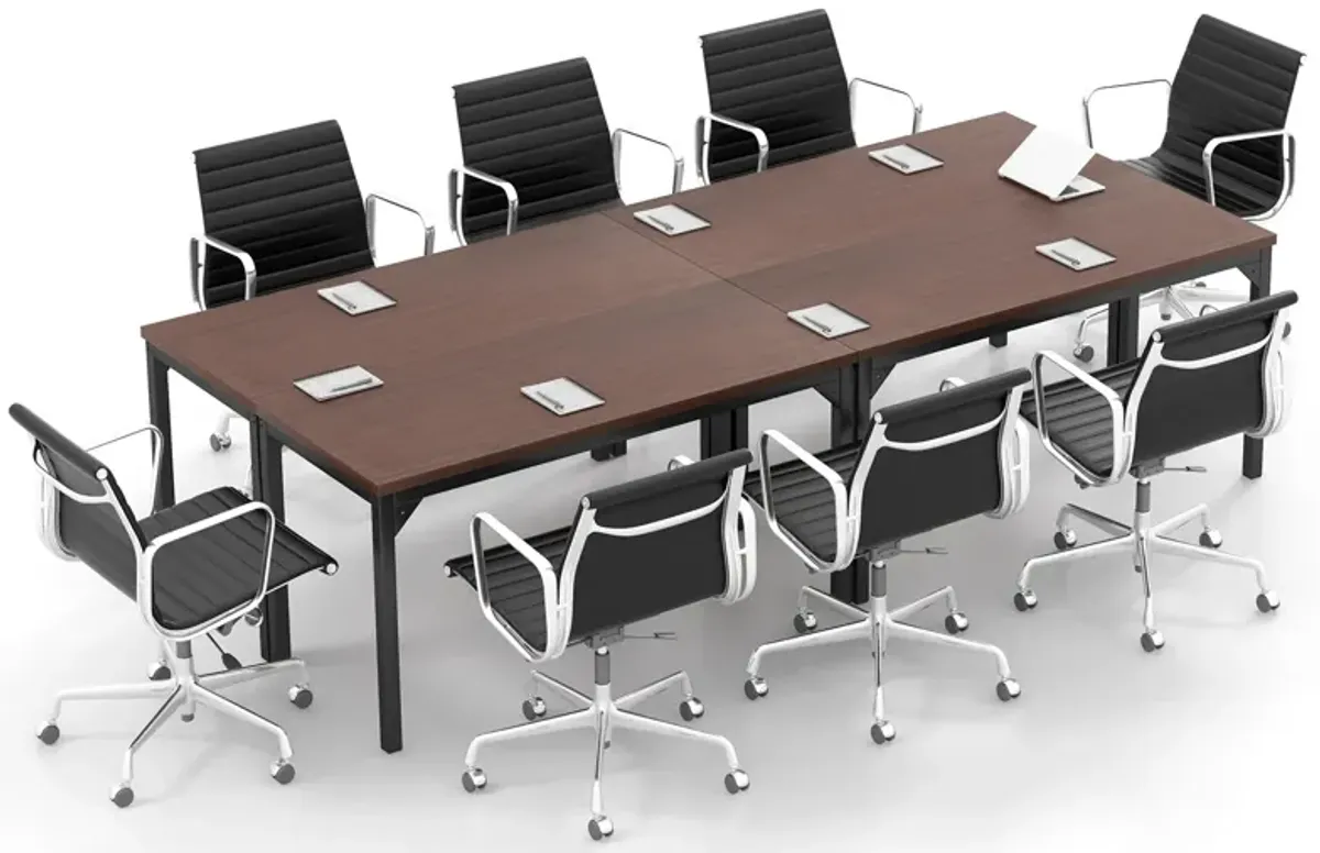 Costway Set of 4 55" Conference Table Office Computer Study Desk Metal Base Meeting Room