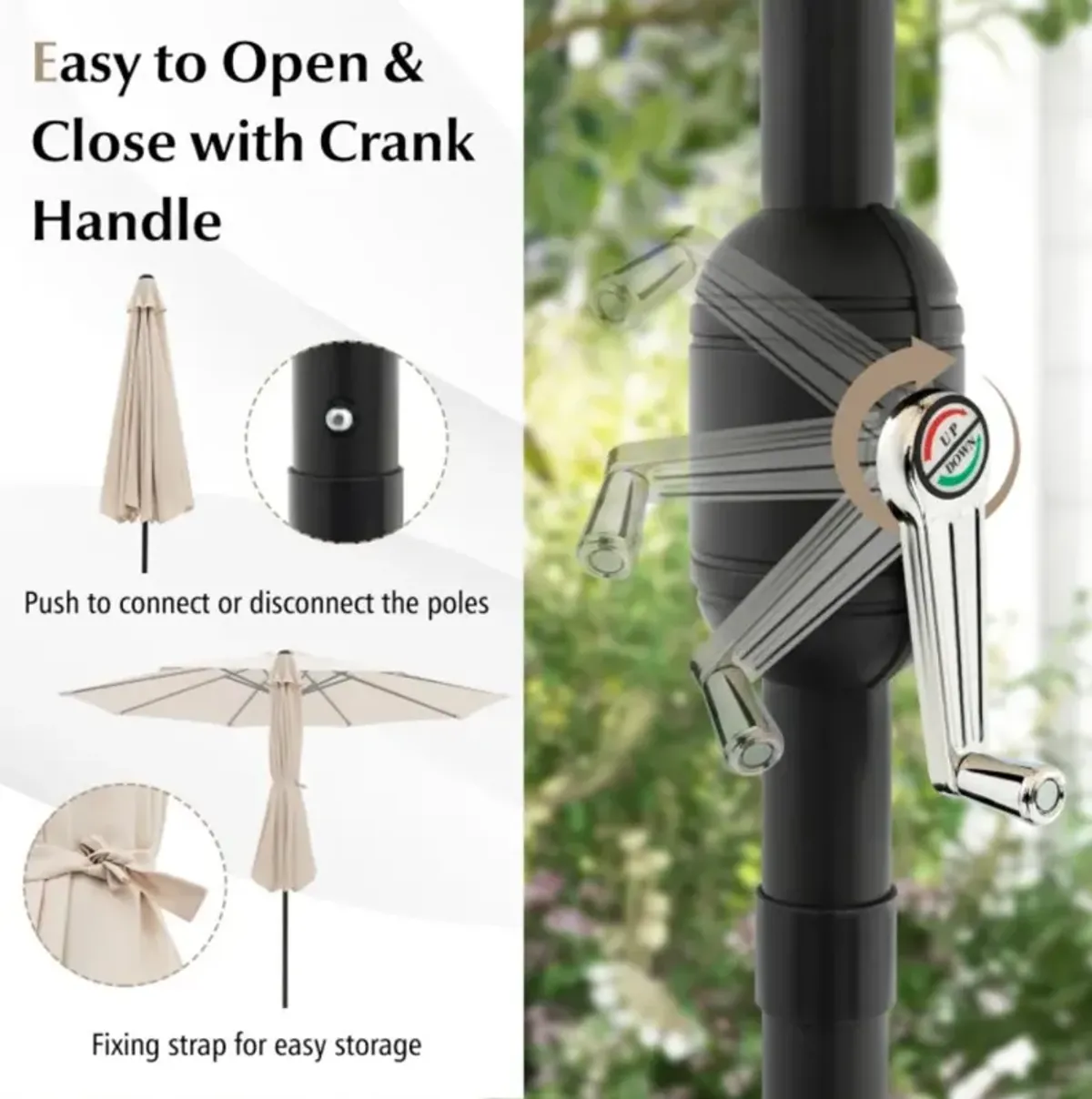 Hivvago 10 Feet Outdoor Patio Umbrella with Tilt Adjustment and Crank