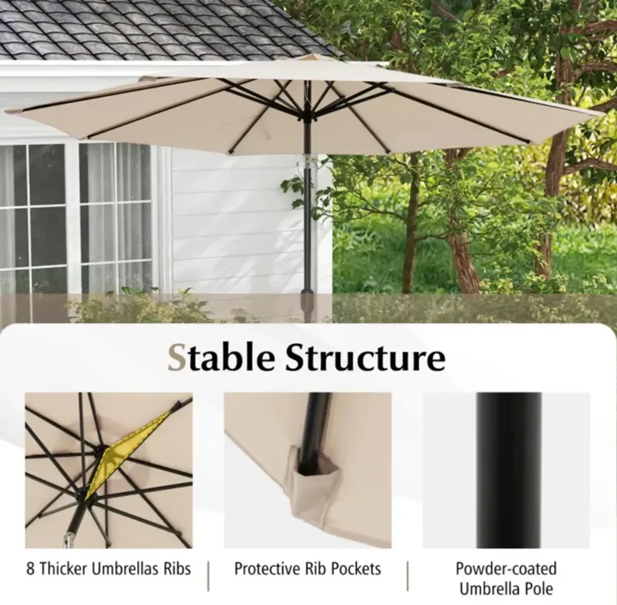 Hivvago 10 Feet Outdoor Patio Umbrella with Tilt Adjustment and Crank