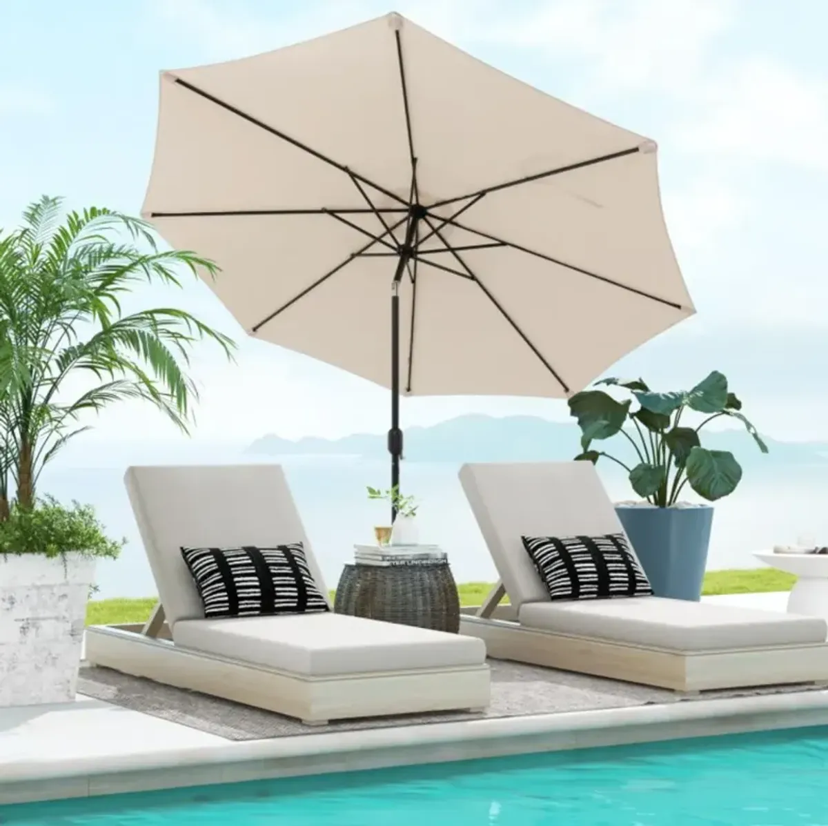 Hivvago 10 Feet Outdoor Patio Umbrella with Tilt Adjustment and Crank