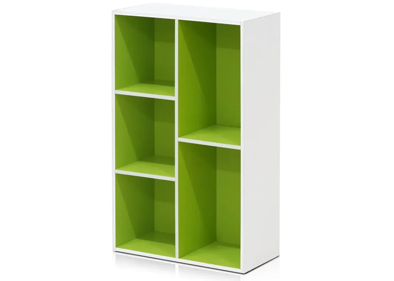 Furinno Luder Bookcase / Book / Storage , 5-Cube, White/Green