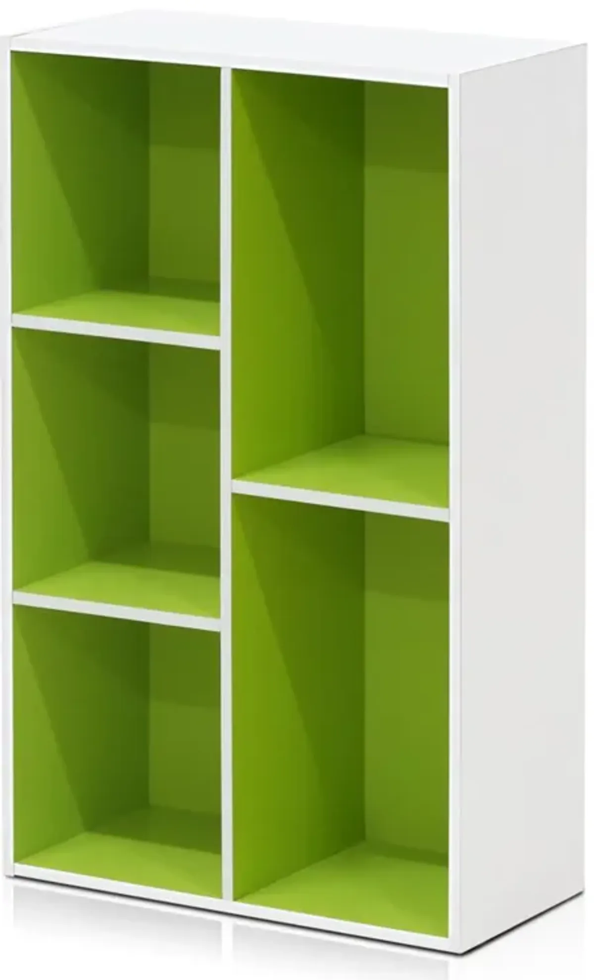 Furinno Luder Bookcase / Book / Storage , 5-Cube, White/Green