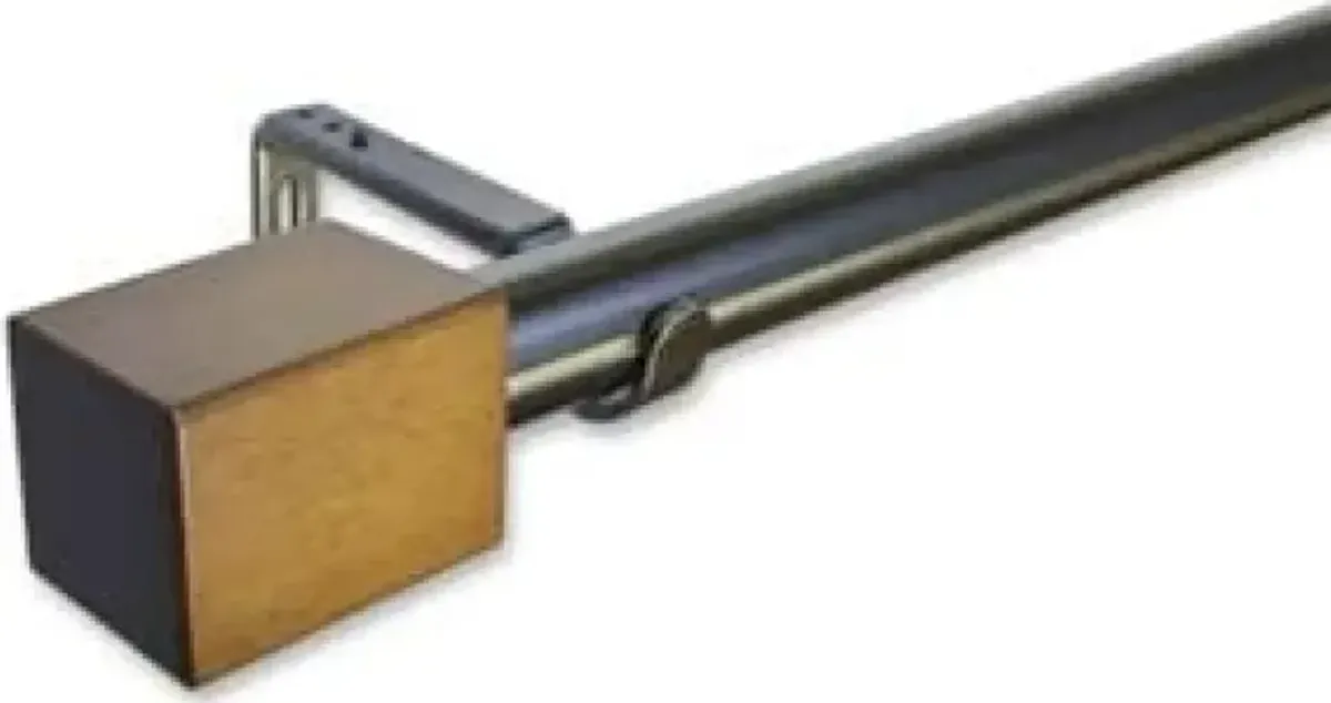 Linen Avenue Wood Rectangle Single Window Curtain Rod Set
