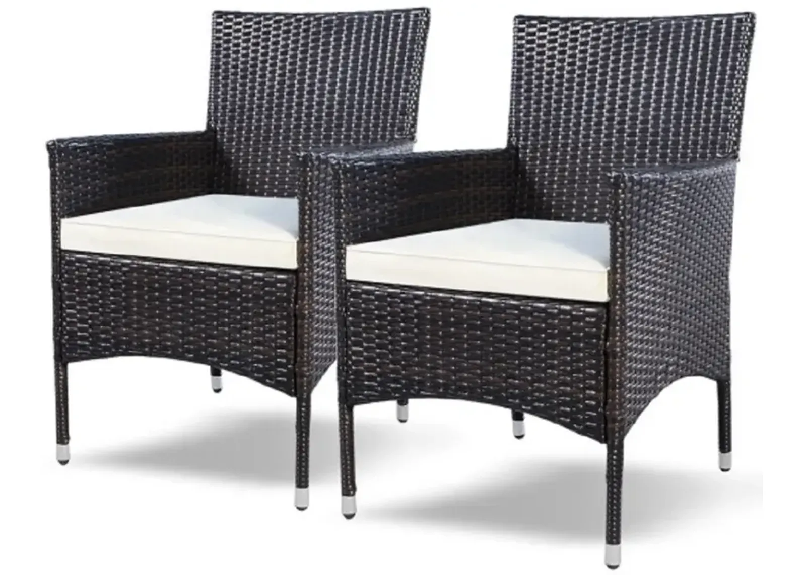 Set of 2 Rattan Patio Cushioned Chairs