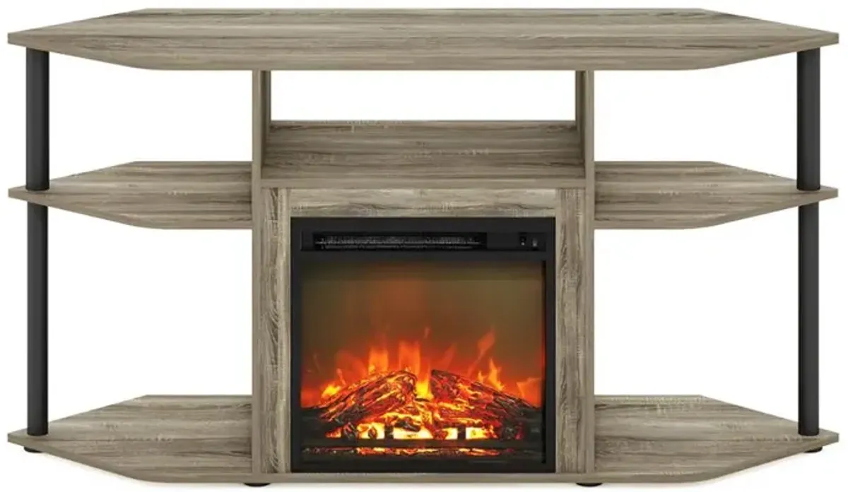 Open Storage Corner Fireplace TV Entertainment Center for TV up to 55 Inch