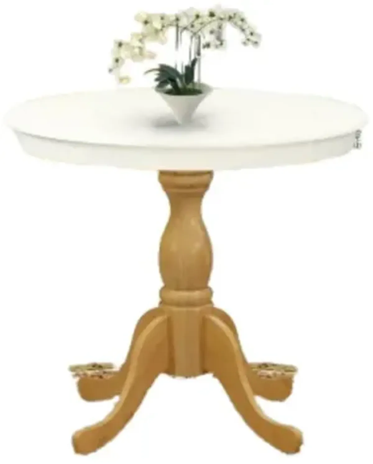 East West Furniture Wood Dining Table - Linen White Table Top and Oak Pedestal Leg Finish