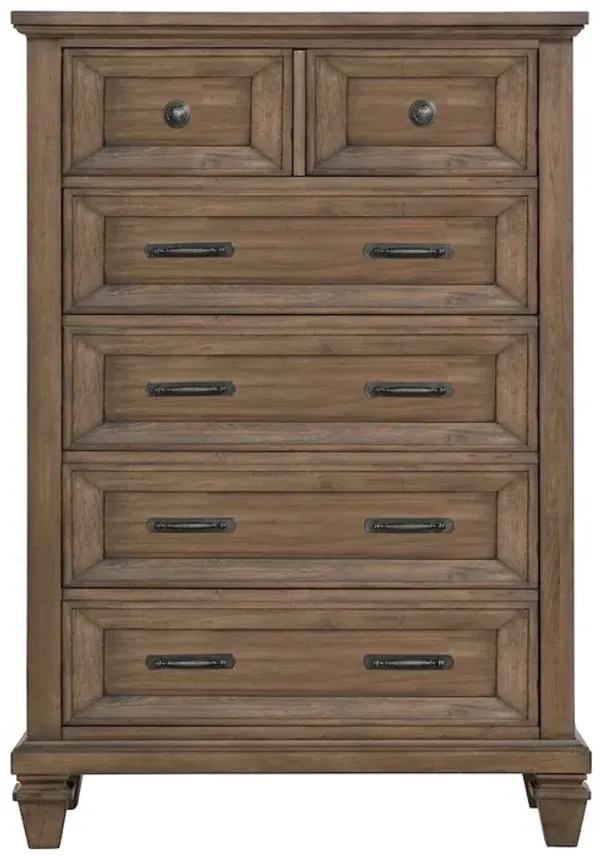 New Classic Furniture Mariana Wood 5-Drawer Chest, Vintage Mocha