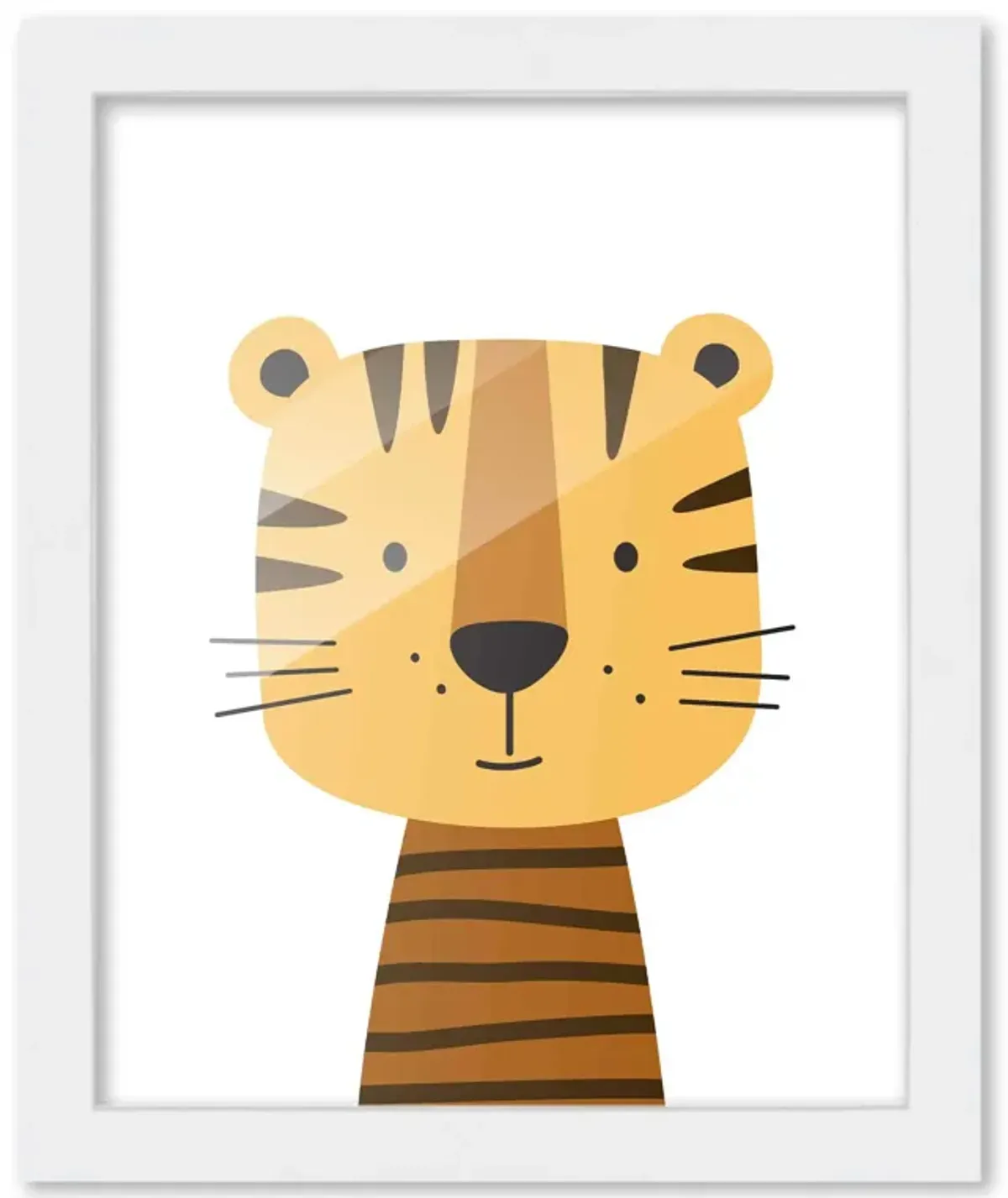 8x10 Framed Nursery Wall Adventure Boy Tiger Poster in White Wood Frame For Kid Bedroom or Playroom