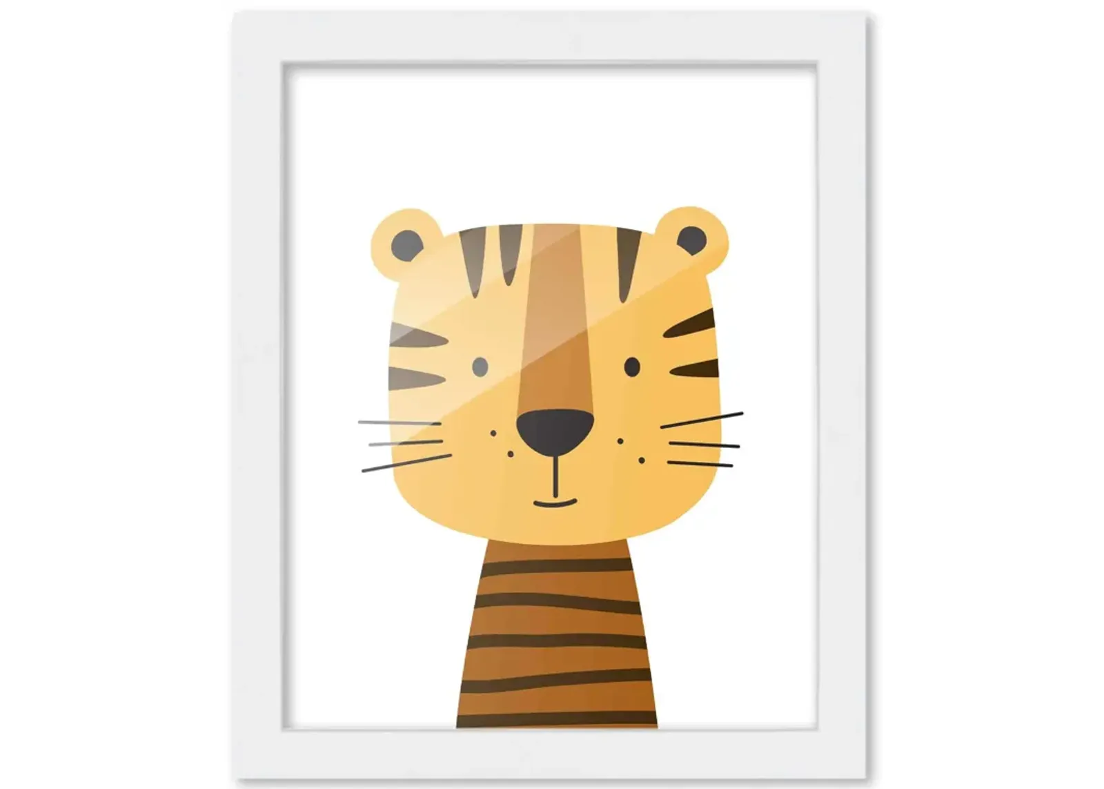 8x10 Framed Nursery Wall Adventure Boy Tiger Poster in White Wood Frame For Kid Bedroom or Playroom