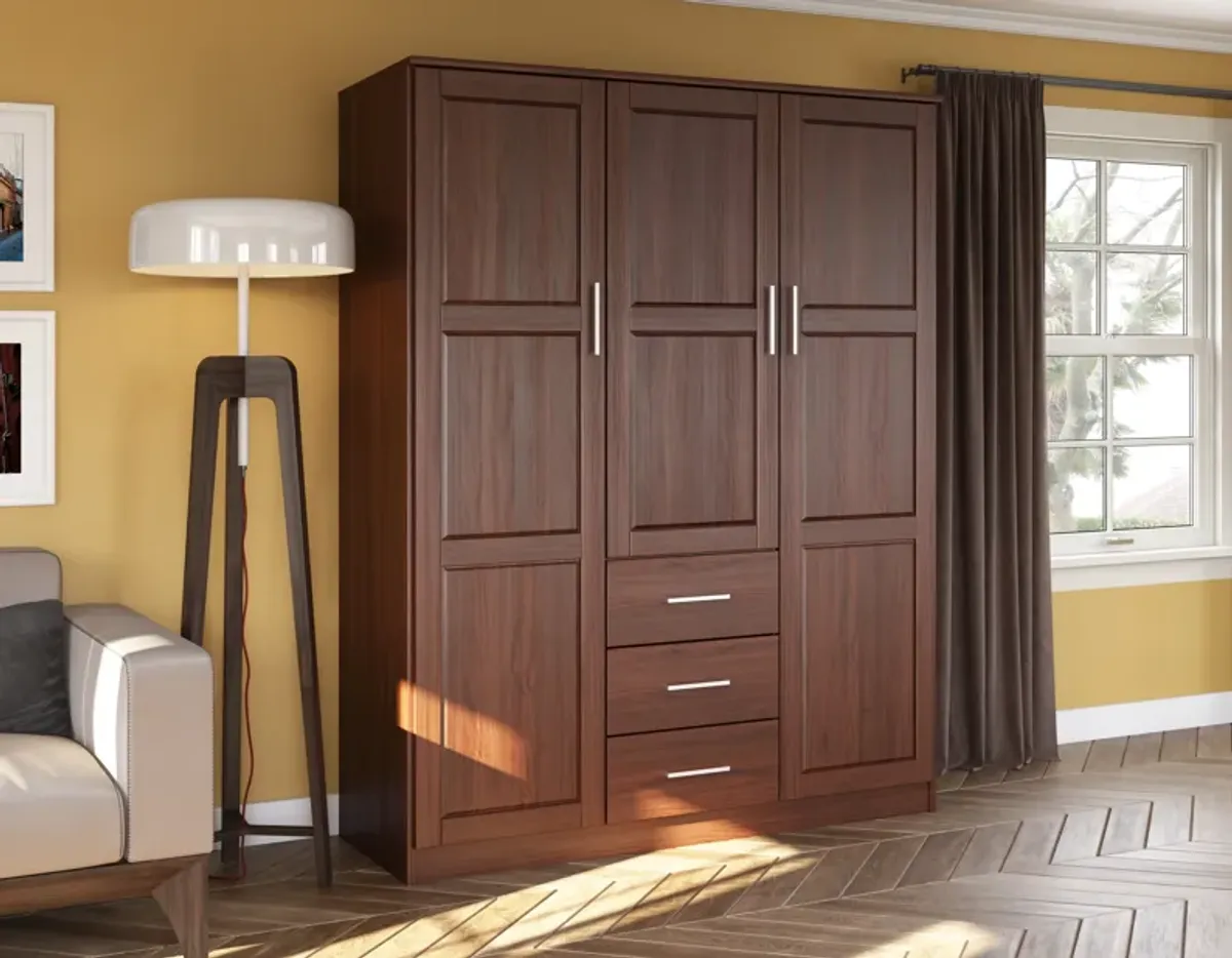 100% Solid Wood Cosmo 3-Door Wardrobe