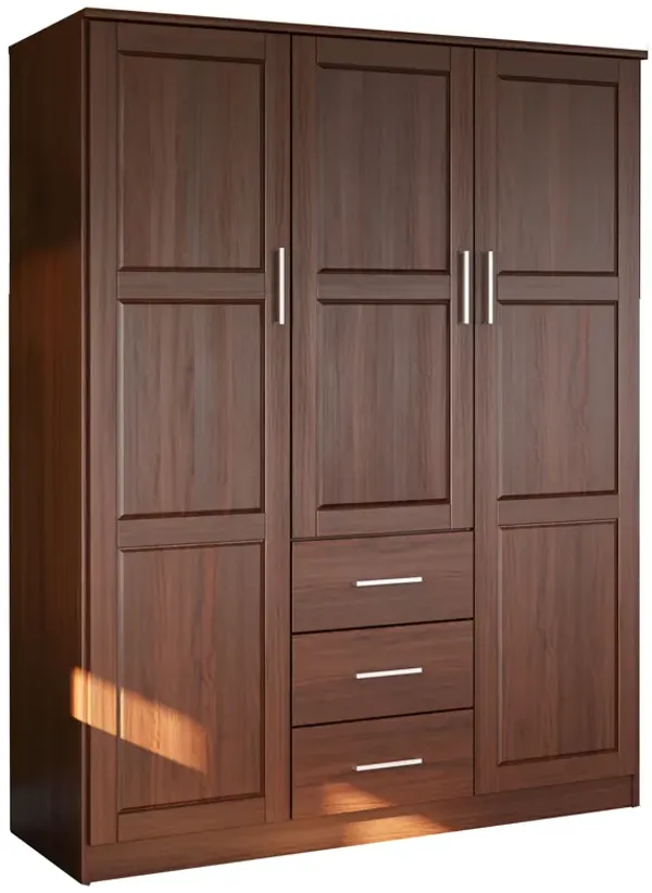 100% Solid Wood Cosmo 3-Door Wardrobe