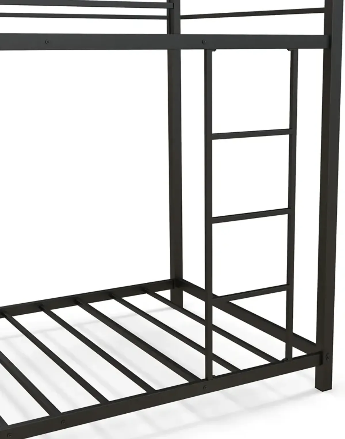 Low Profile Twin Over Twin Metal Bunk Bed with Full-length Guardrails