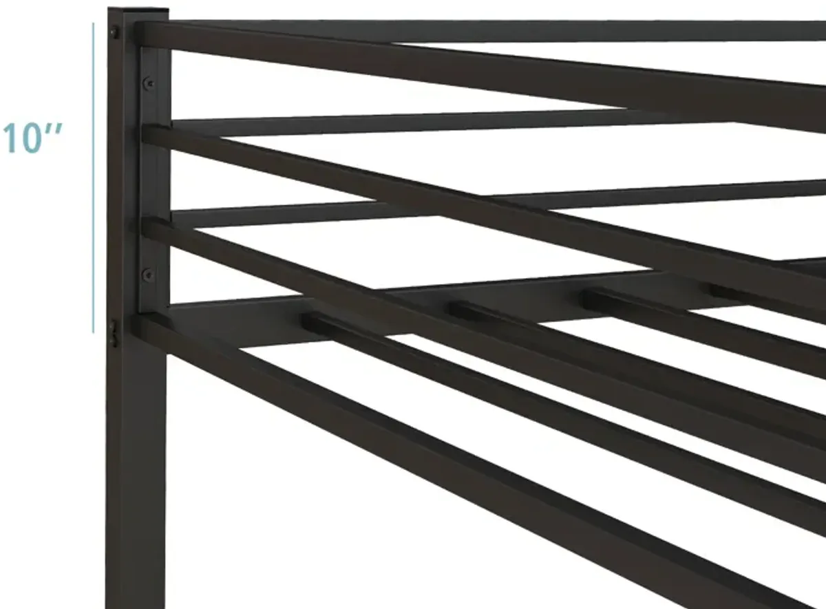 Low Profile Twin Over Twin Metal Bunk Bed with Full-length Guardrails