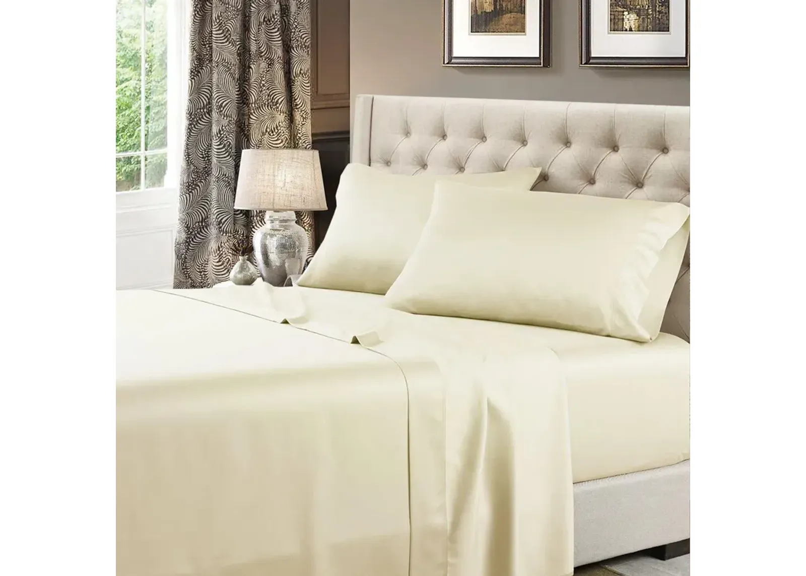 Egyptian Linens Solid 600 Thread Count Cotton Sheets Set.