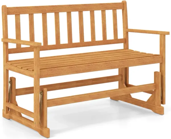2-Person Outdoor Acacia Wood Glider Bench Patio Swing Rocking Loveseat
