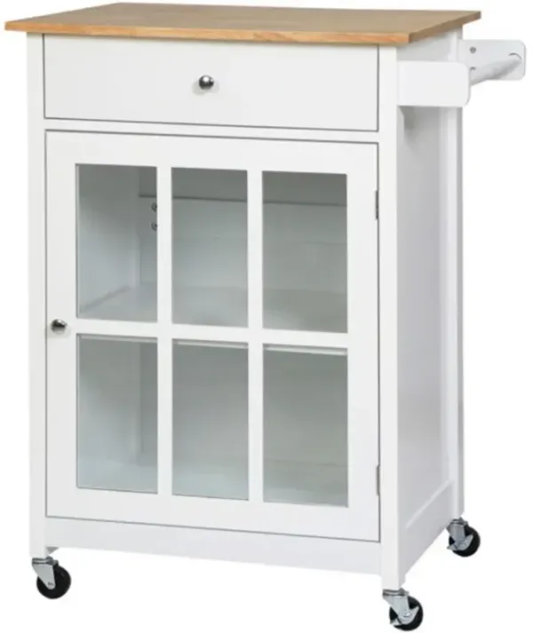 Wooden Kitchen Storage Cabinet with Doors and Countertop for Coffee Bar