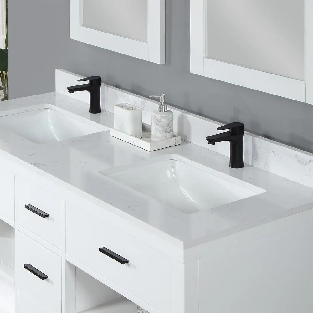 Altair 60 Double Bathroom Vanity Set in White with Mirror