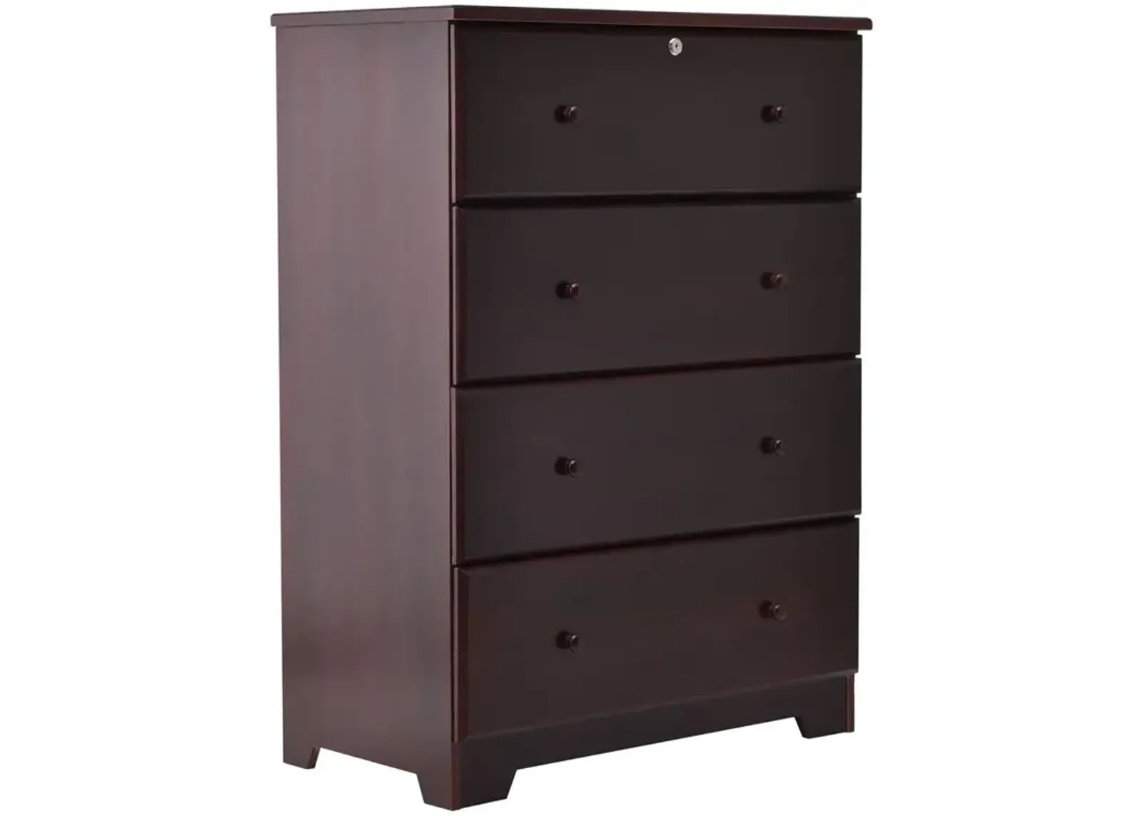 Better Home Products Isabela Solid Pine Wood 4 Drawer Chest Dresser in Mahogany