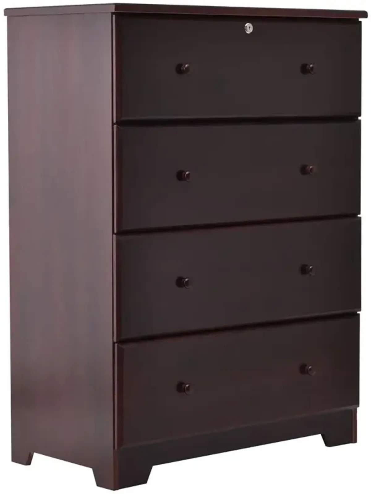 Better Home Products Isabela Solid Pine Wood 4 Drawer Chest Dresser in Mahogany