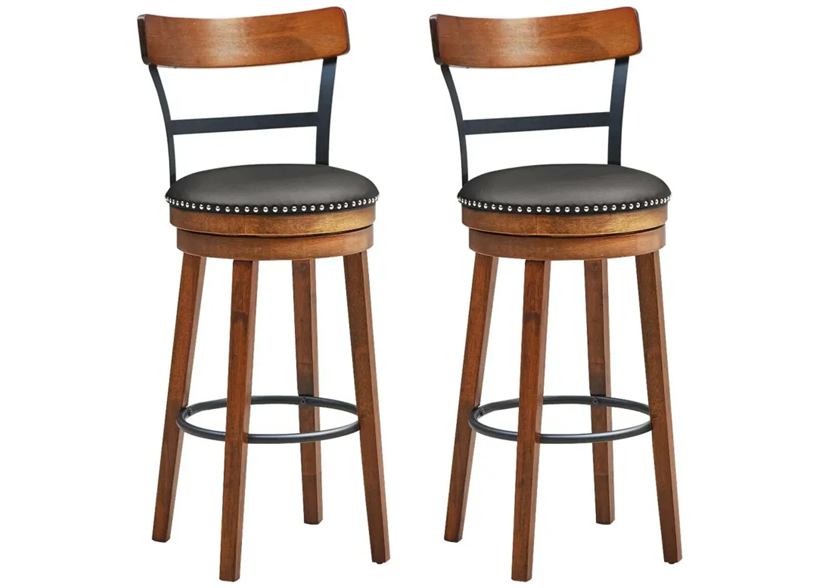 Set of 2 30.5/25.5 Inch Swivel Pub Height Bar Stool