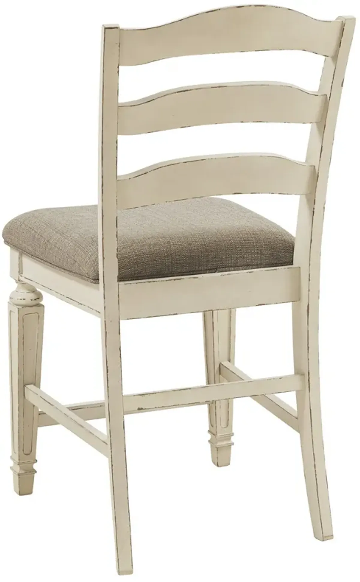 Fabric Upholstered Barstool with Ladder Back, Set of 2, White and Brown-Benzara