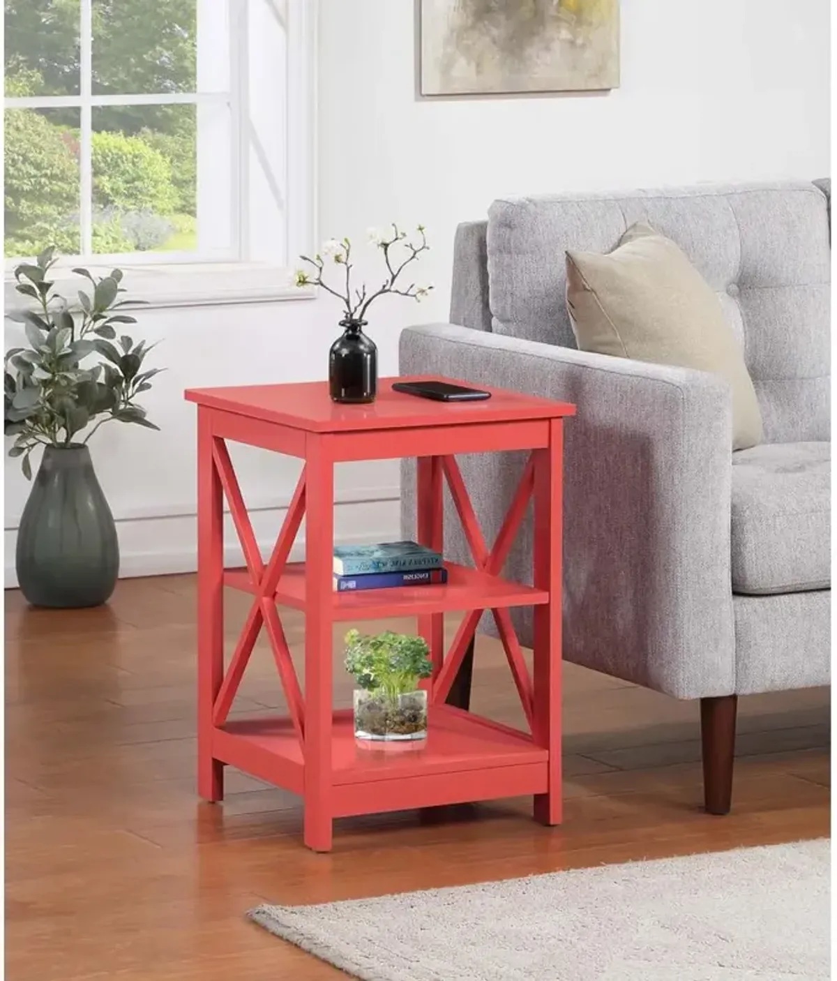 Convience Concept, Inc. Oxford End Table with Shelves Coral