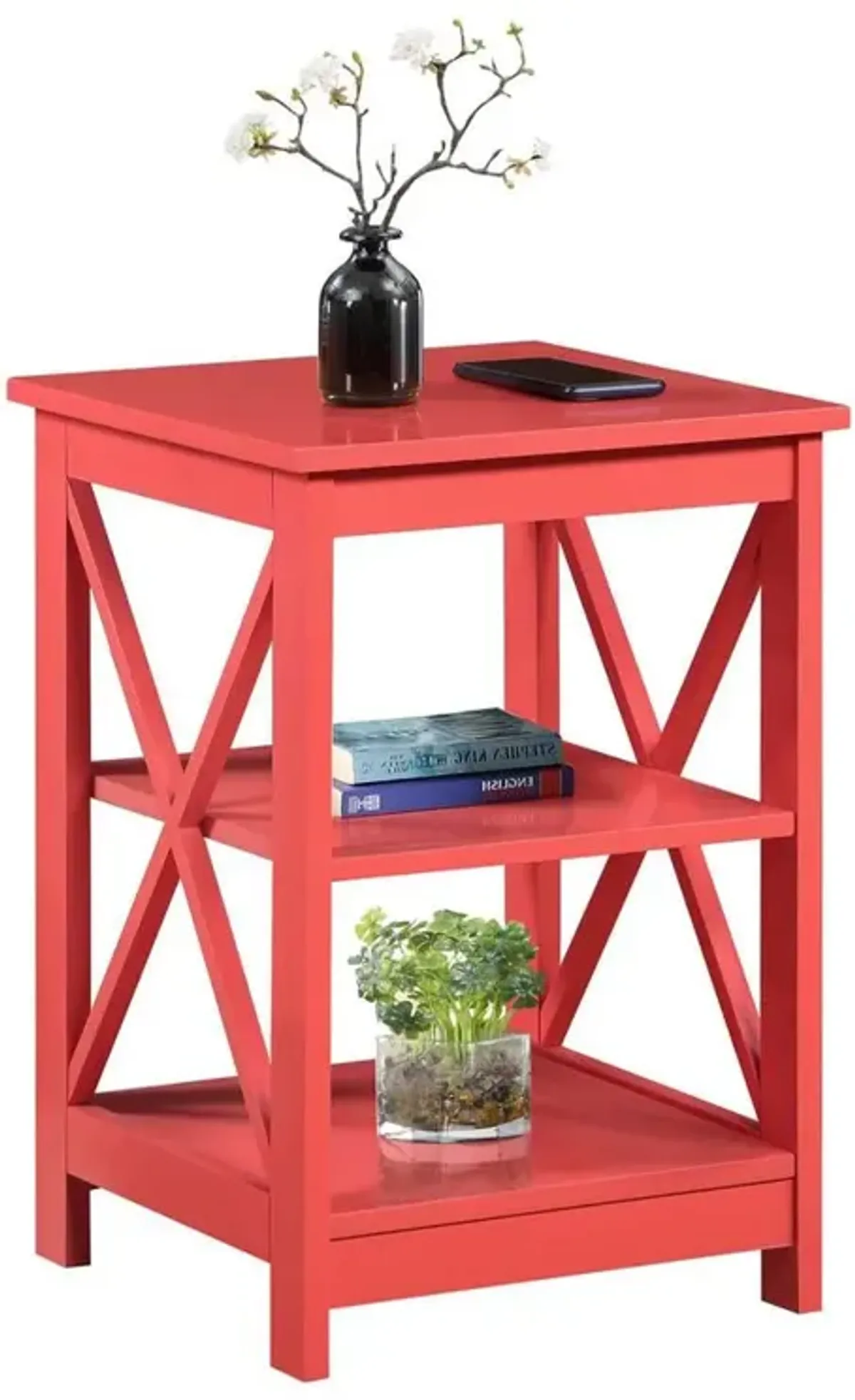 Convience Concept, Inc. Oxford End Table with Shelves Coral