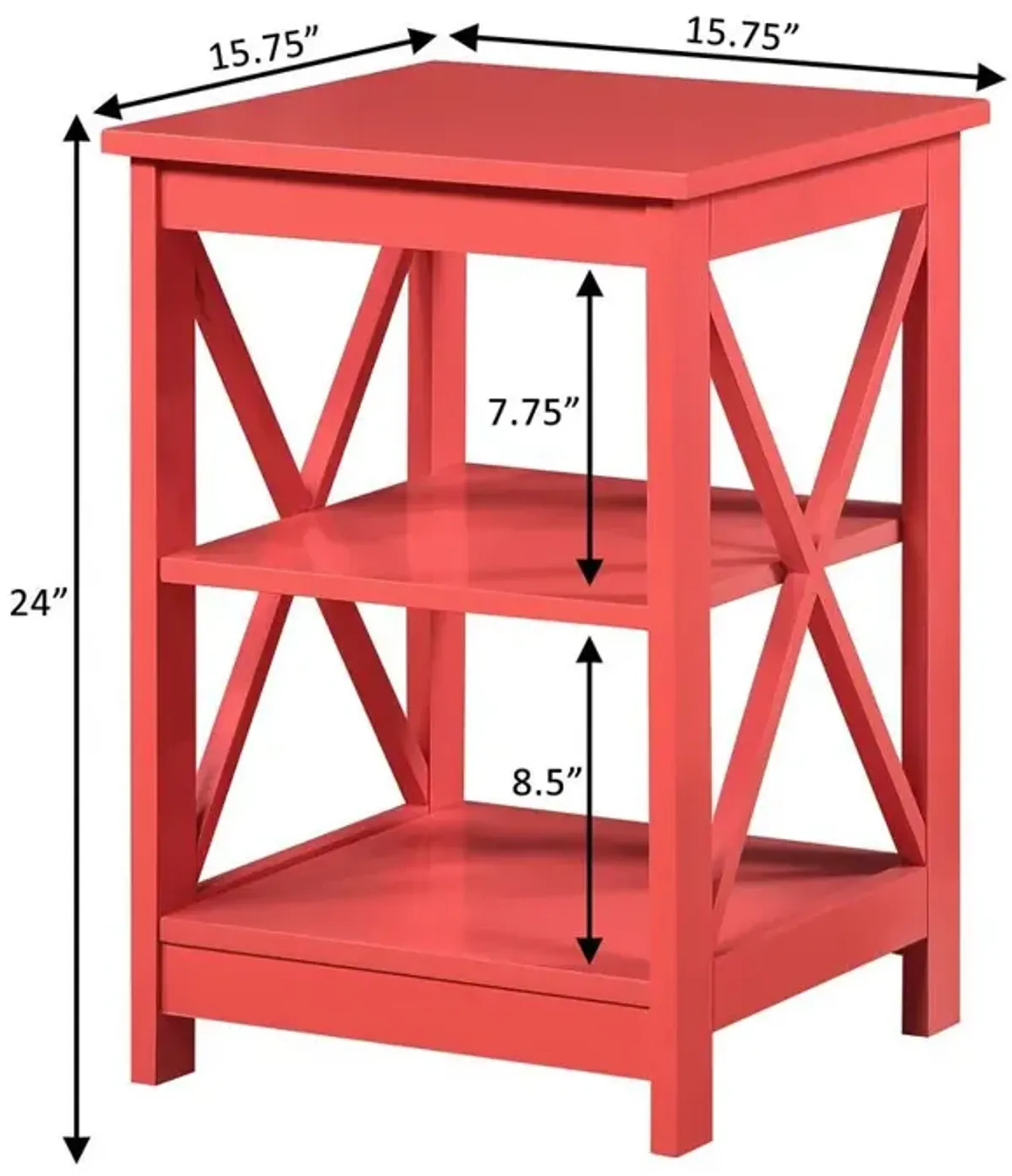 Convience Concept, Inc. Oxford End Table with Shelves Coral