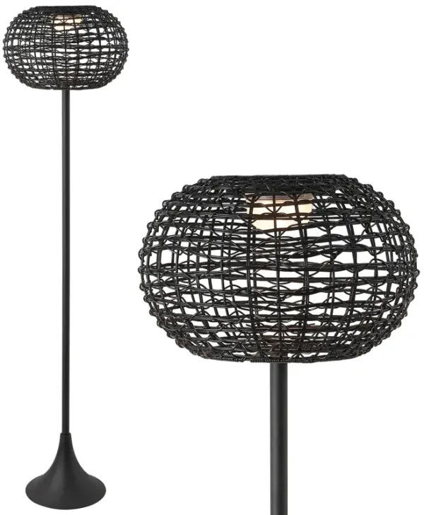 Jaemin 58" Modern Coastal Faux Rattan Integrated Indoor/Outdoor LED Solar Powered Floor Lamp