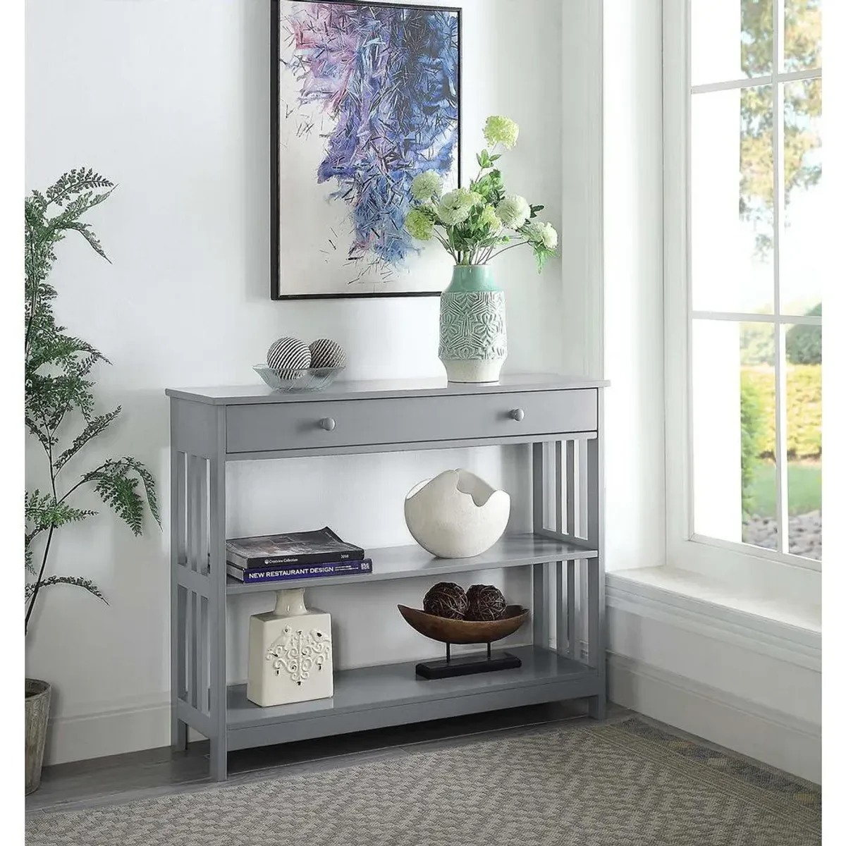 Convience Concept, Inc. Mission 1 Drawer Console Table with Shelves