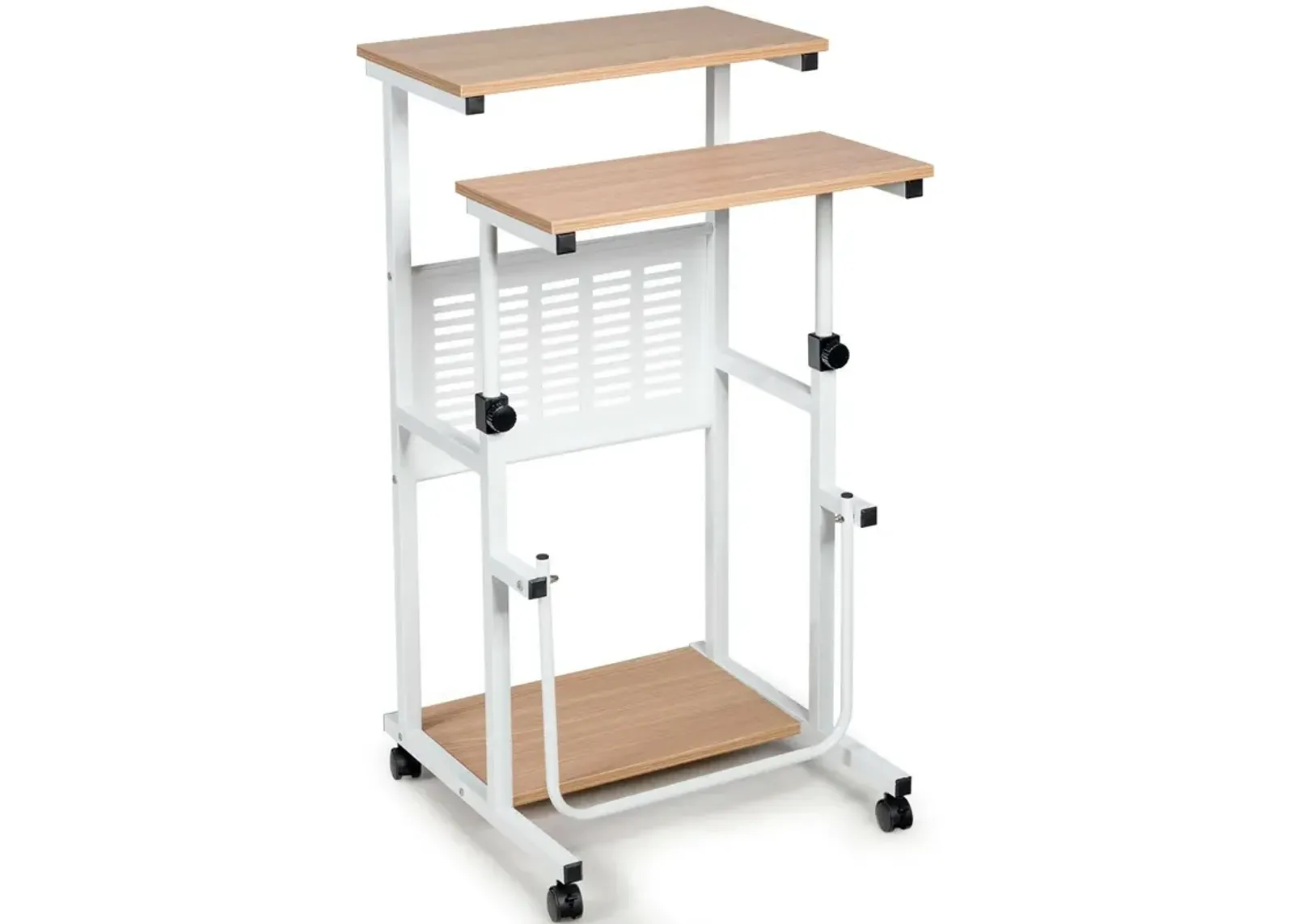 Height Adjustable Mobile Computer Stand-Up Desk with 2 Modes