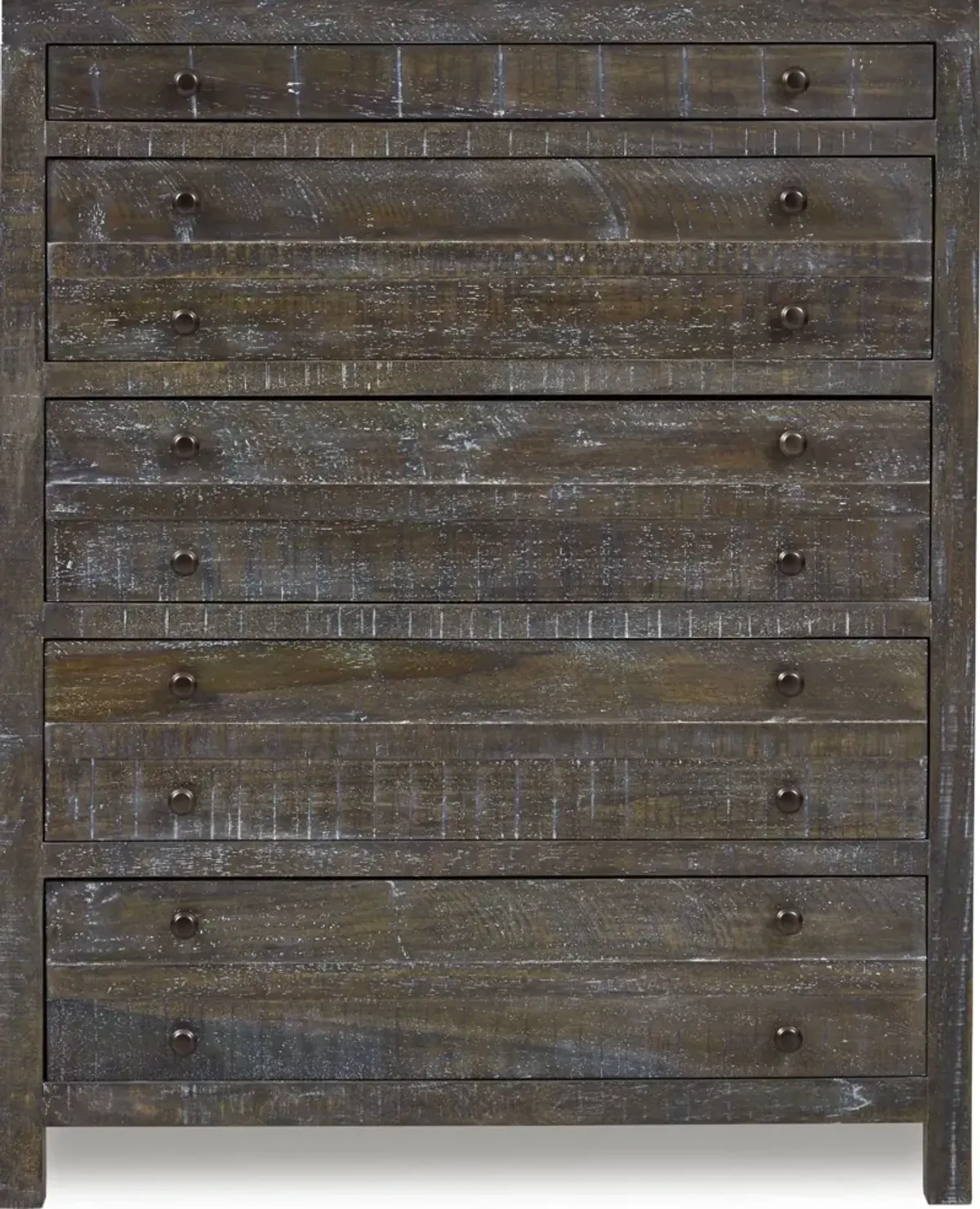 Townsend Solid Wood Five Drawer Chest in Gunmetal
